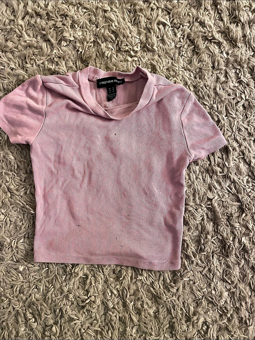 Streetwear Society Ribbed Striped Tee in Pink Size XS